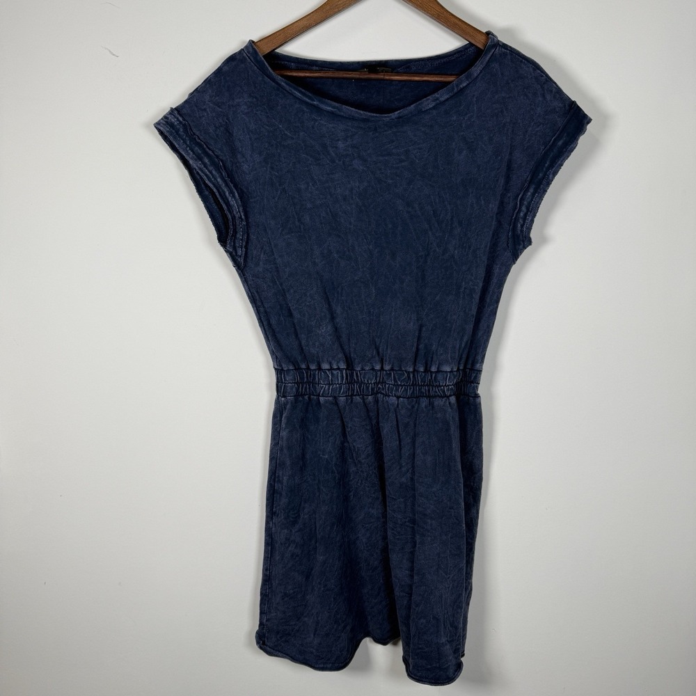 Women's Lulus Cloth‎ Dress Short Sleeve Navy Elastic Waist Small NWT New